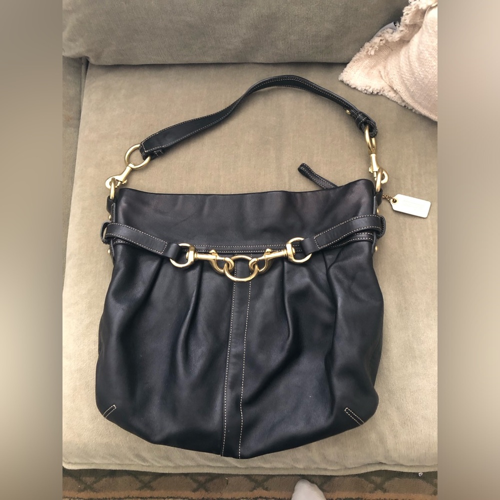 Coach black soft leather shoulder bag